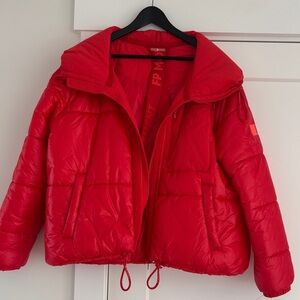 Free People Bold Red Puffer Jacket